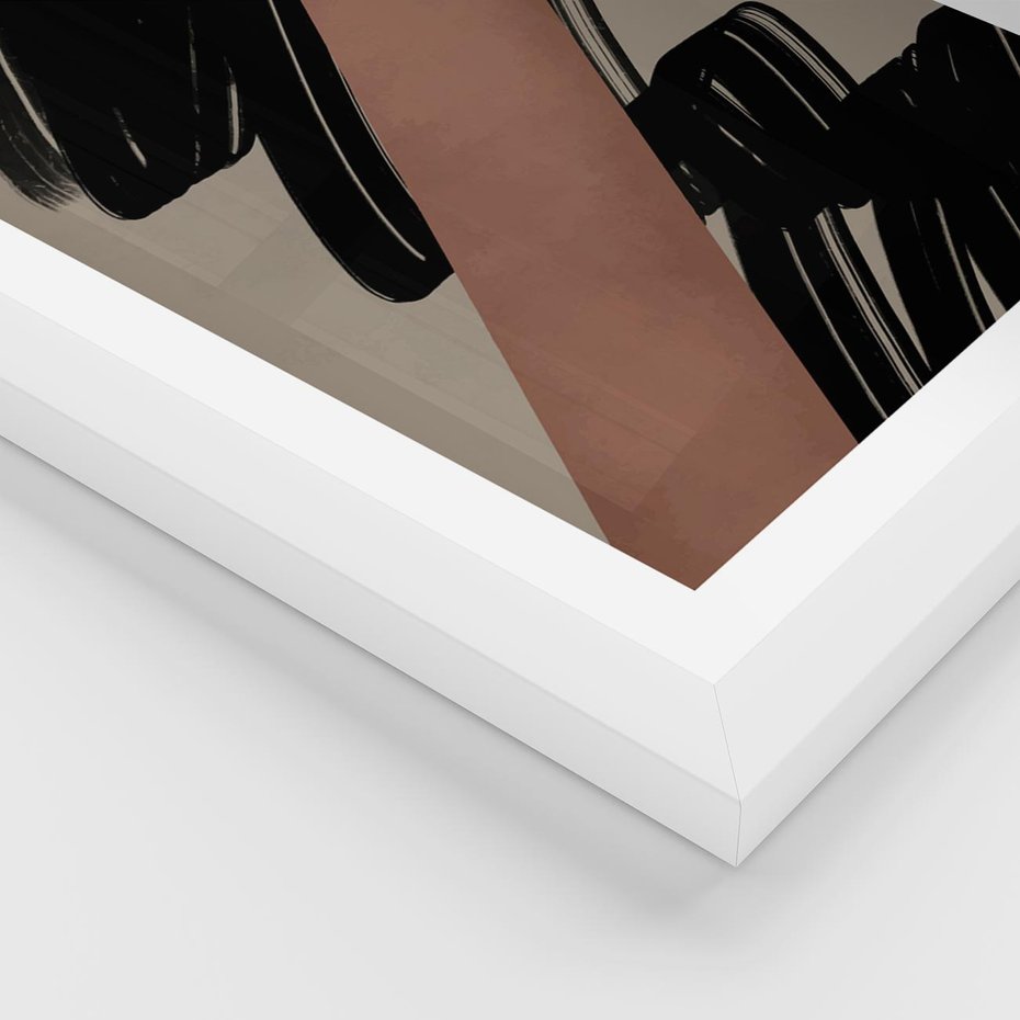 Plakat w ramie 40x50 - Mroczne Refrakcje - abstrakcja, czarne splatane linie - rama biała