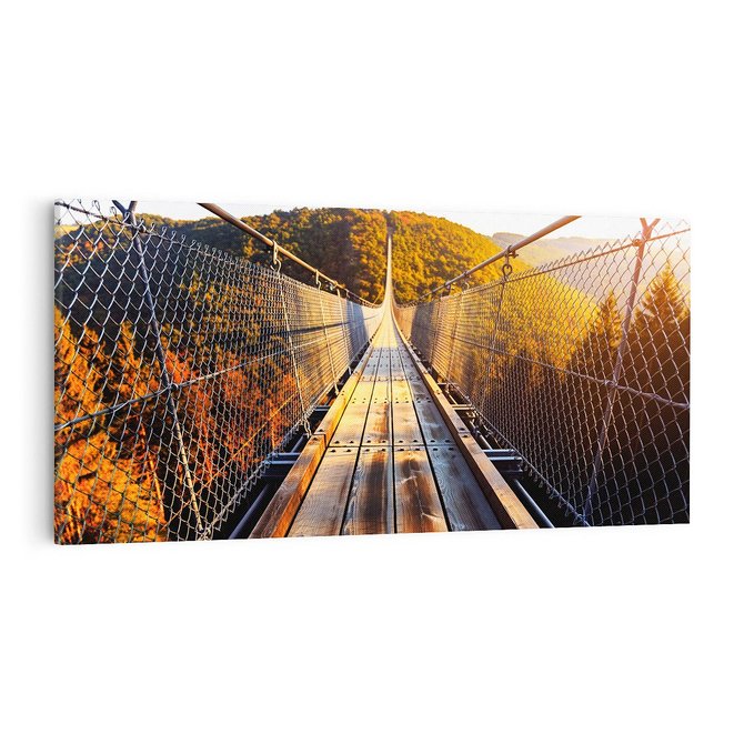 Obraz na płótnie 100x50 - Drewniany most w górach - most, drewniany