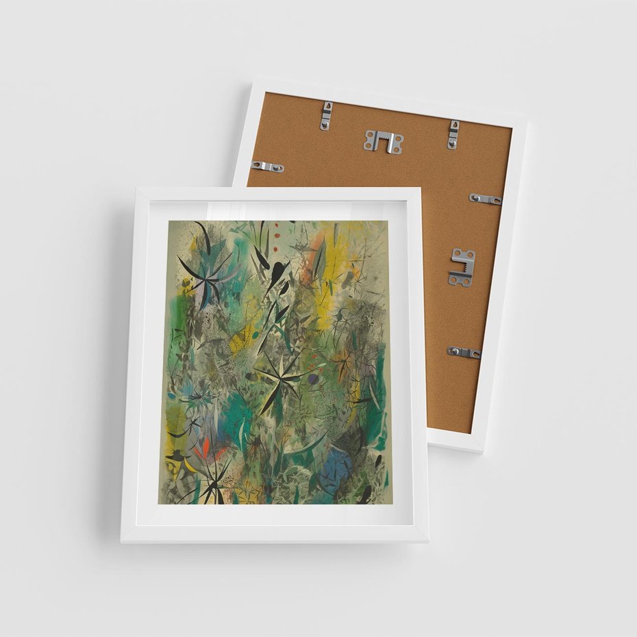 Plakat w ramie 40x50 - Tajemnicze Konstrukcje Form - abstrakcyjny obraz, mnogość kolorów - rama biała