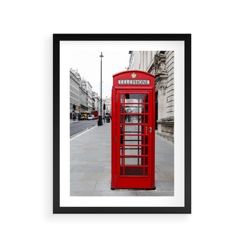 Plakat w ramie 50x70 - Londyńska budka w perspektywie - budka, Londyn - rama czarna