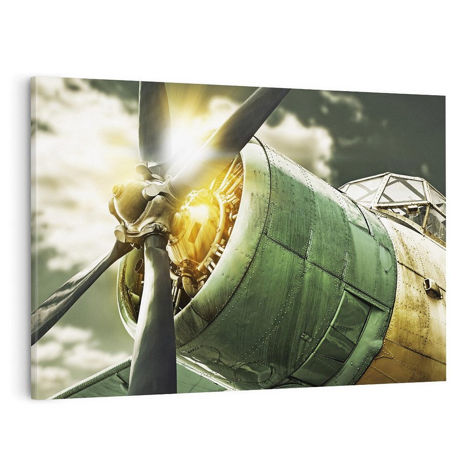 Obraz na płótnie 100x70 - Symbole wojskowych czasów - samolot, śmigło