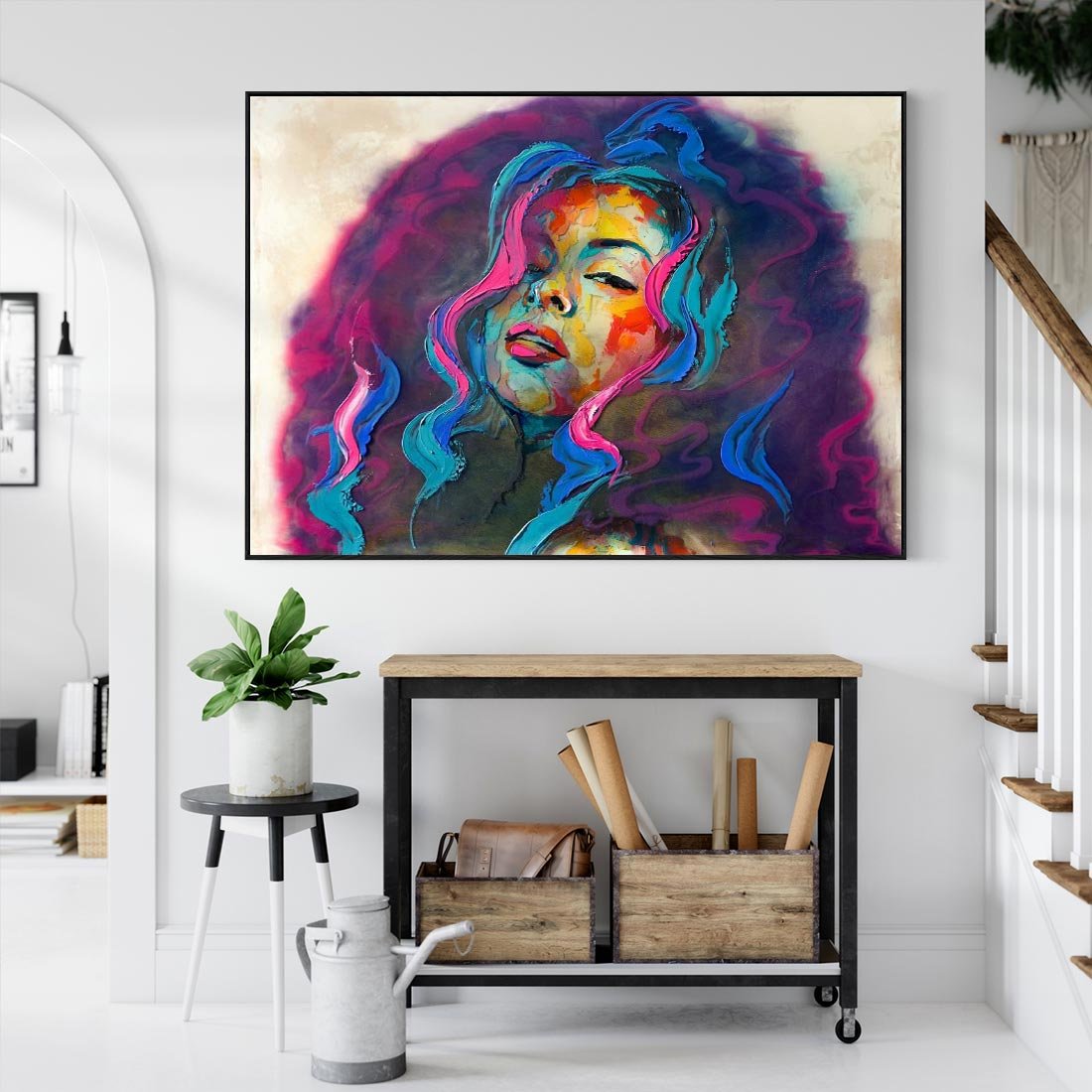 Obraz w ramie 100x70 - Bujna Ekspresja - grafika komputerowa, przypomina obraz olejny - rama czarna