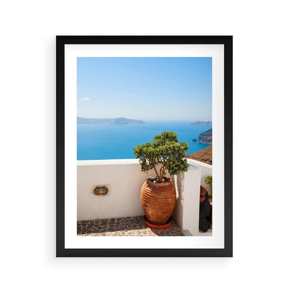 Plakat w ramie 40x50 - Santorini - oaza greckiej wyspy - Santorini, grecka - rama czarna