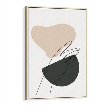 Obraz w ramie 50x70 - Rozkwitająca Opowieść - szkic jedną linią, one lone - rama drewno