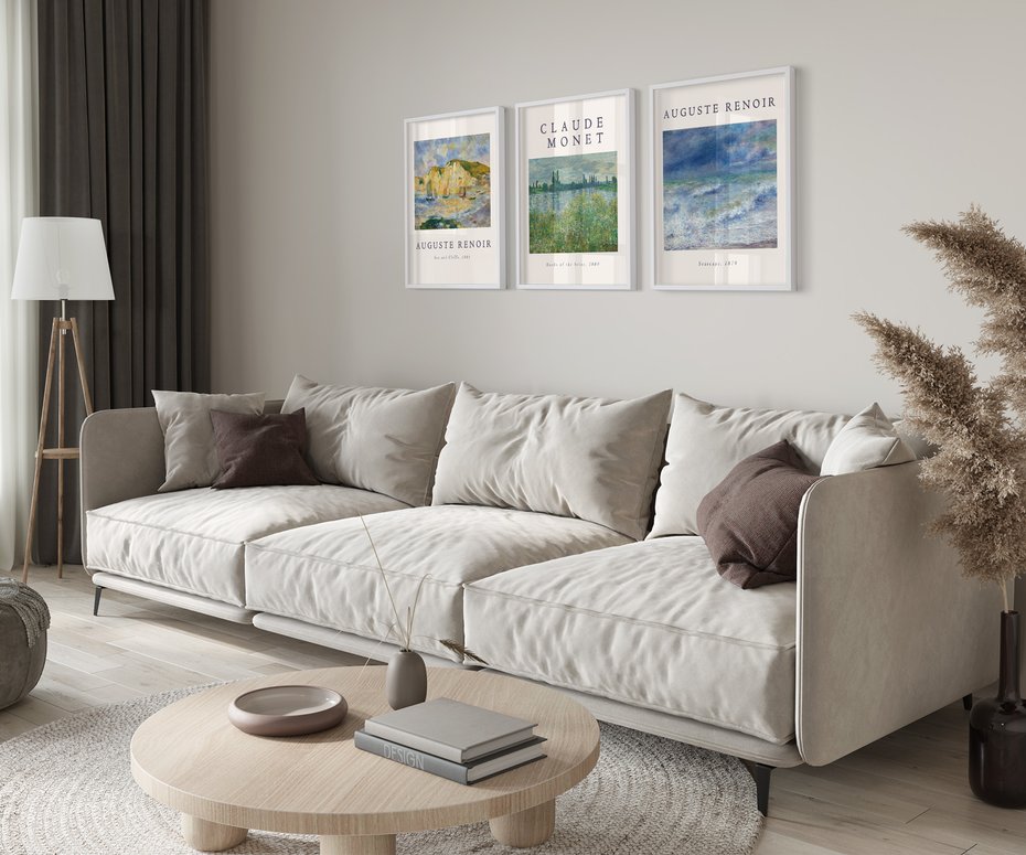 Zestaw obrazy w ramie 50x70 galeria - Impresjonizm, Monet, Renoir - rama biała