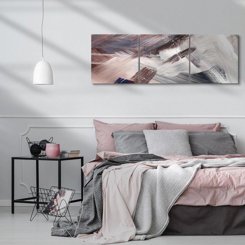 Obraz na płótnie 90x30 - Eksploracja Dramaturgii - abstrakcyjny chaos, chatyczne maźnięcia pędzla