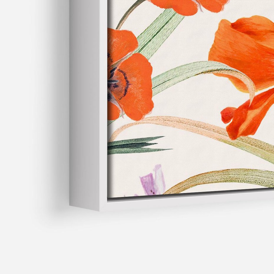 Obraz w ramie 100x70 - Polne Kwiaty - polne kwiaty, na białym tle - rama biała