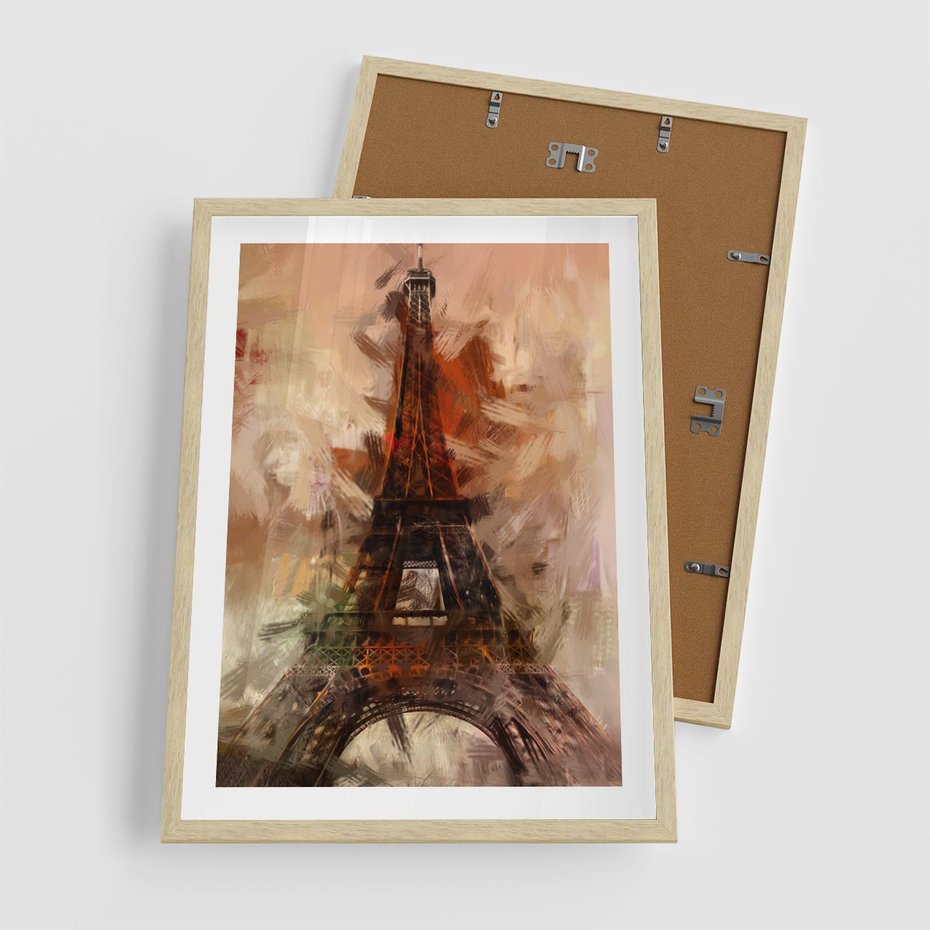 Plakat w ramie 50x70 - Abstrakcyjna Eiffla - miasto w nowej formie - Eiffla, abstrakcja - rama drewno