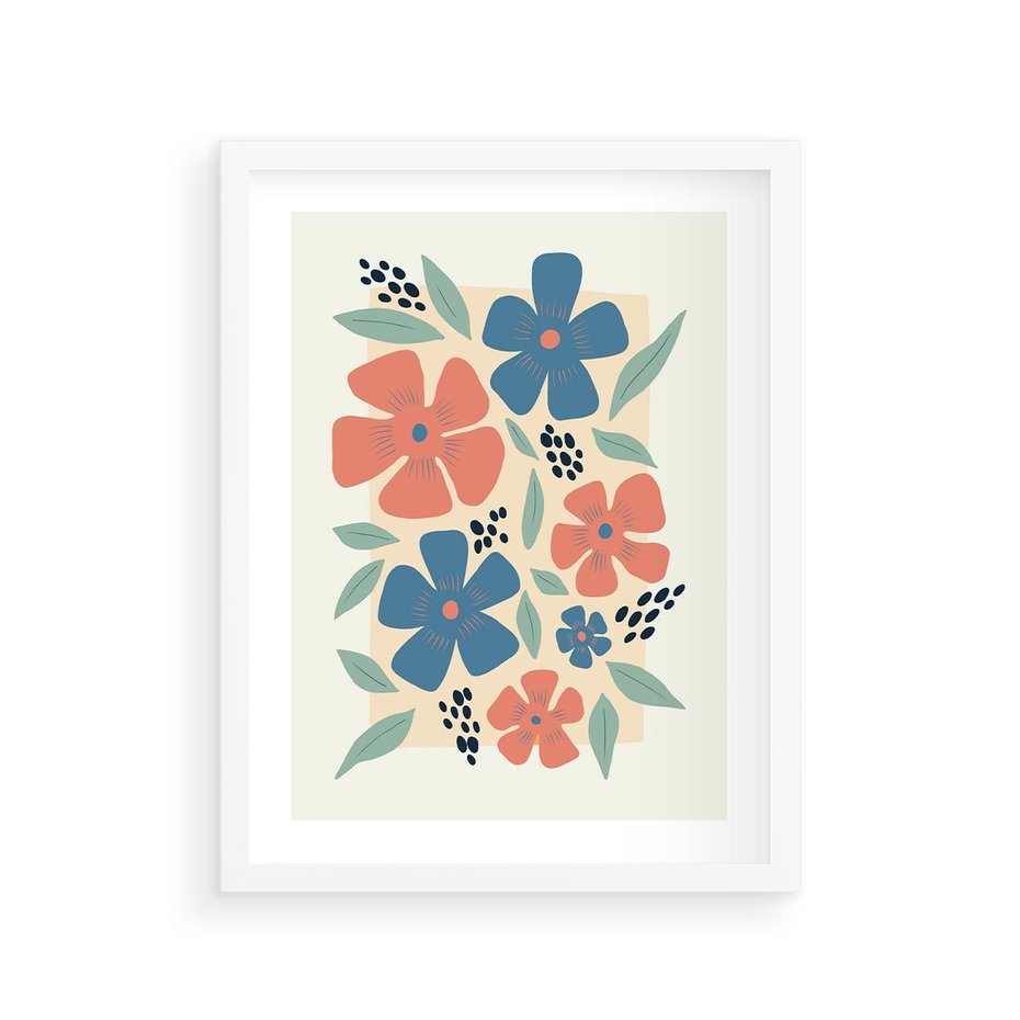 Plakat w ramie 30x40 - Kolorowe liście tęsknot - minimalistyczny plakat, grafika - rama biała