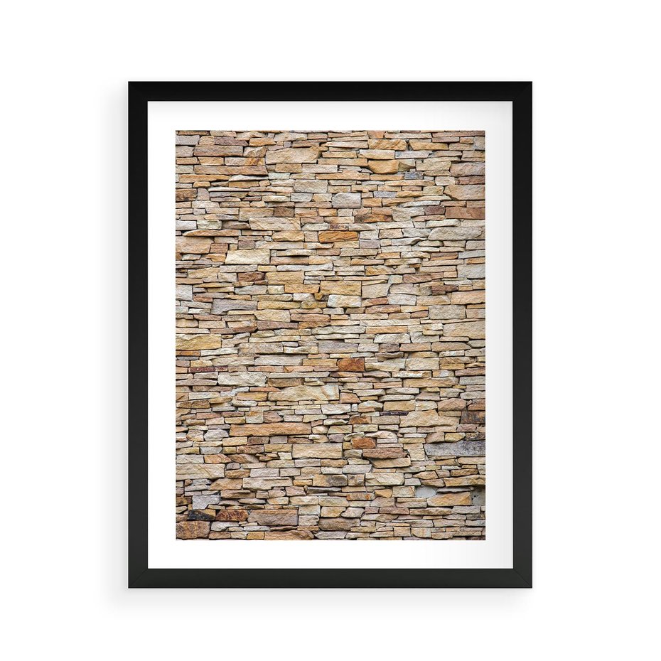 Plakat w ramie 40x50 - Mur z cegieł - surowa elegancja - mur, cegły - rama czarna