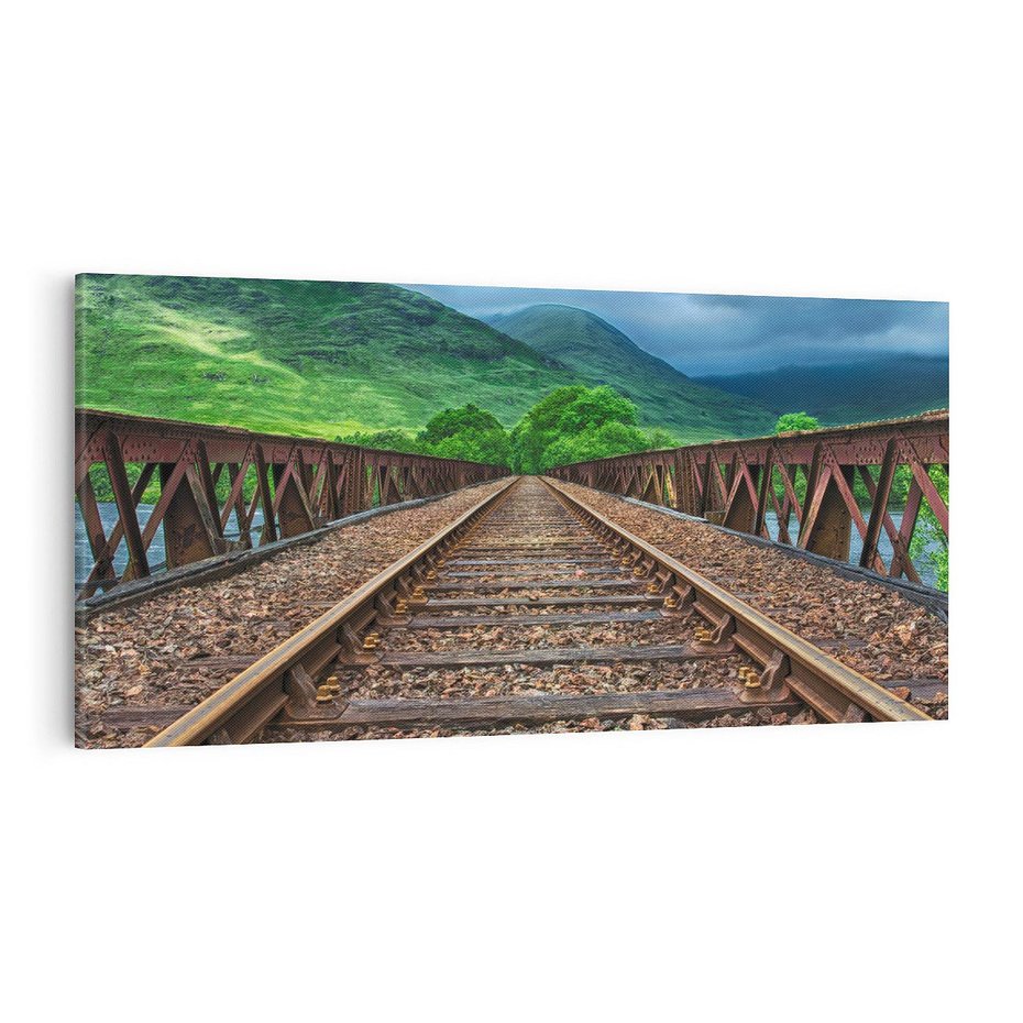 Obraz na płótnie 100x50 - Most Kolejowy - Tropy Podróży w Nocnej Ciszy - most, kolej