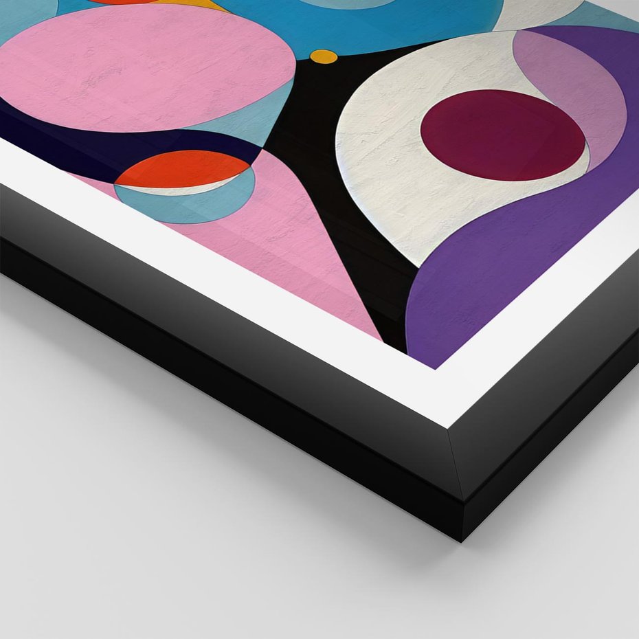 Plakat w ramie 30x40 - Kolorowe Ulotności - abstrakcyjny obraz olejny, żywe kolory - rama czarna