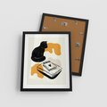 Plakat w ramie 40x50 - Nowoczesny Kot - grafika, kot - rama czarna