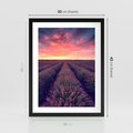 Plakat w ramie 30x40 - Różowe Niebo nad Polami - pola lawendy, zachód słońca - rama czarna