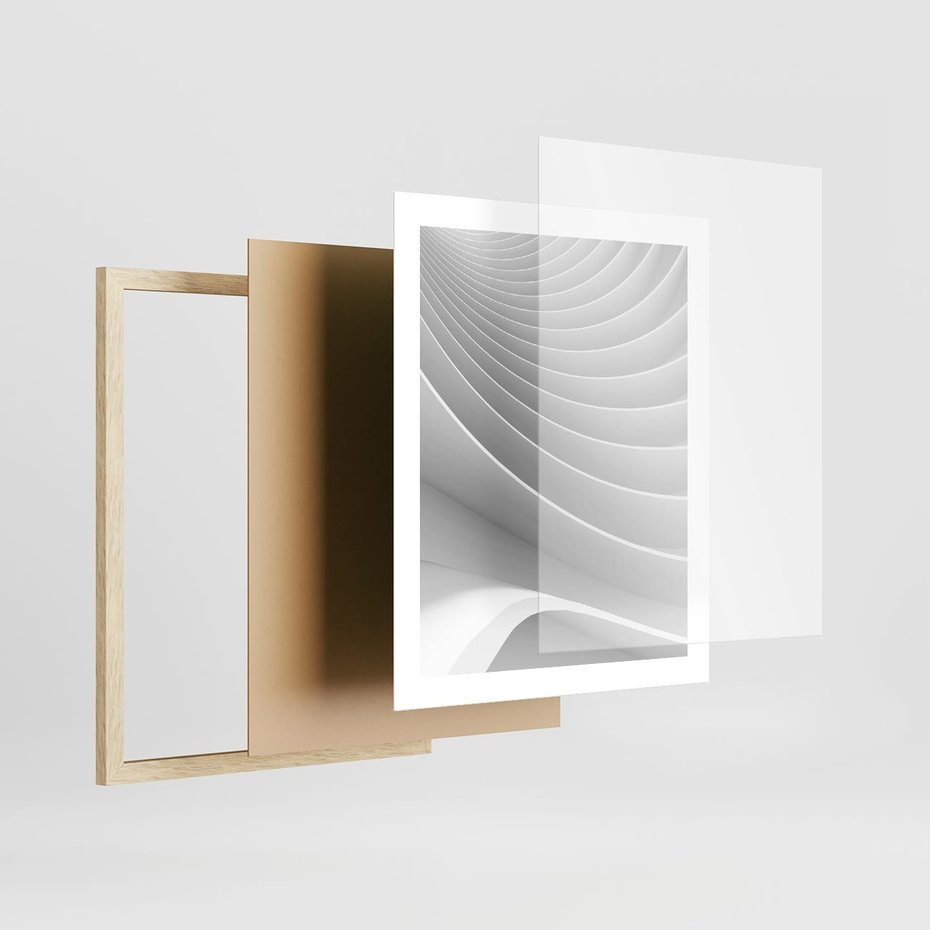 Plakat w ramie 40x50 - Geometryczna Harmonia - geometryczne, kształty - rama drewno