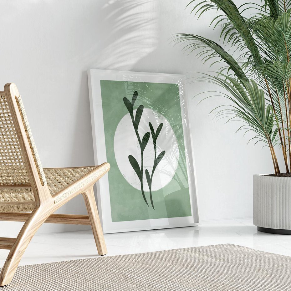 Plakat bez ramy 50x70 - Kształty Zielonego Ukojenia - zielony plakat, roślinne motywy