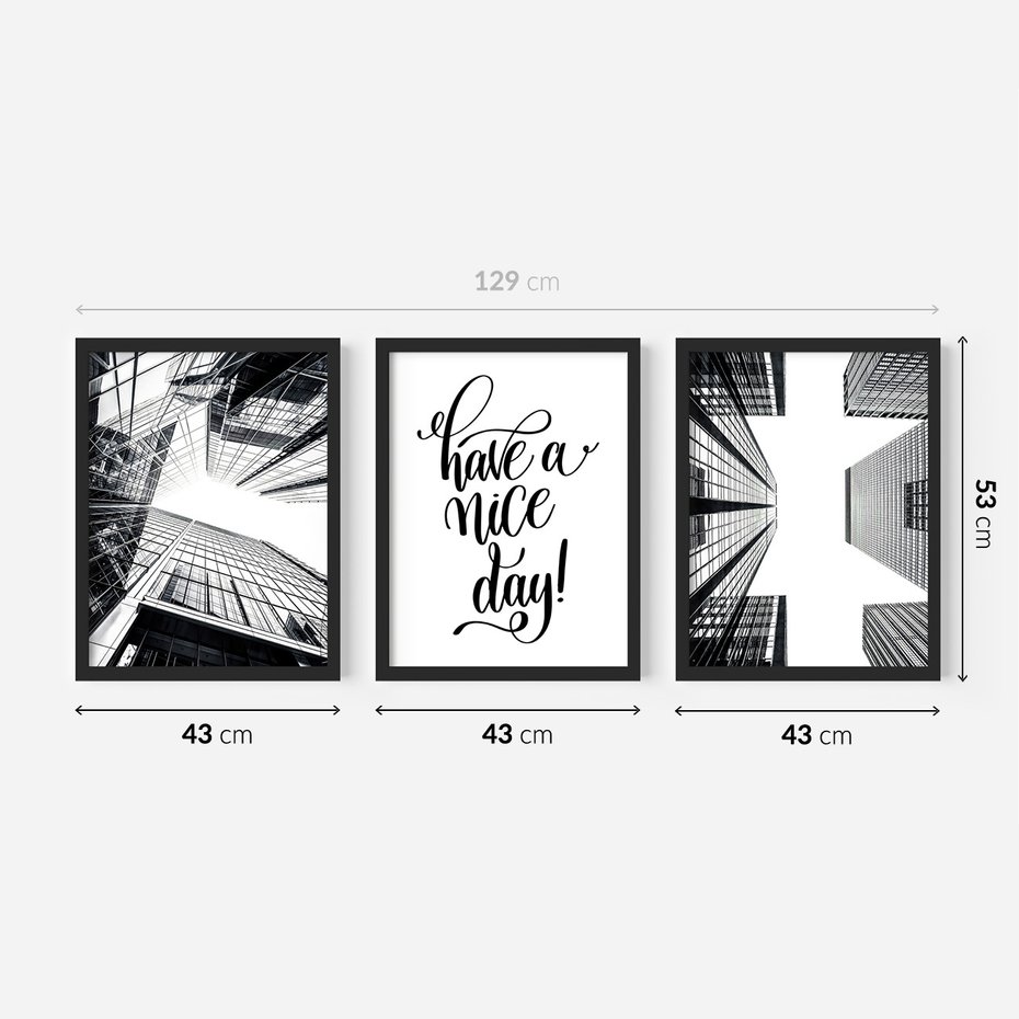 Zestaw obrazy w ramie 40x50 galeria - Nowoczesny, minimalizm, cytat, typografia - rama czarna