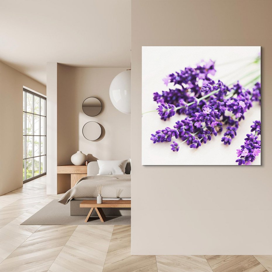 Obraz na płótnie 60x60 - Urok lawendowych kwiatów - lawenda, kwiaty