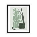 Plakat w ramie 40x50 - Zielona Równowaga - abstrakcyjny zielony ślimak, skandynawski design - rama czarna