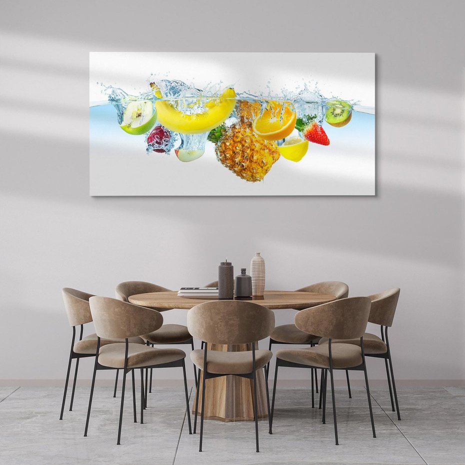 Obraz na płótnie 120x60 - Owoce w tropikalnym klimacie - owoce, woda