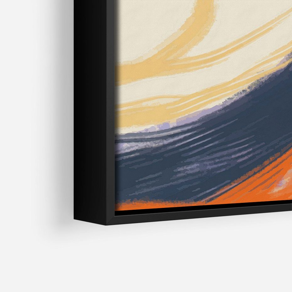 Obraz w ramie 50x70 - Pomarańczowy Horyzont - pastelowy krajobraz, nowoczesny plakat - rama czarna