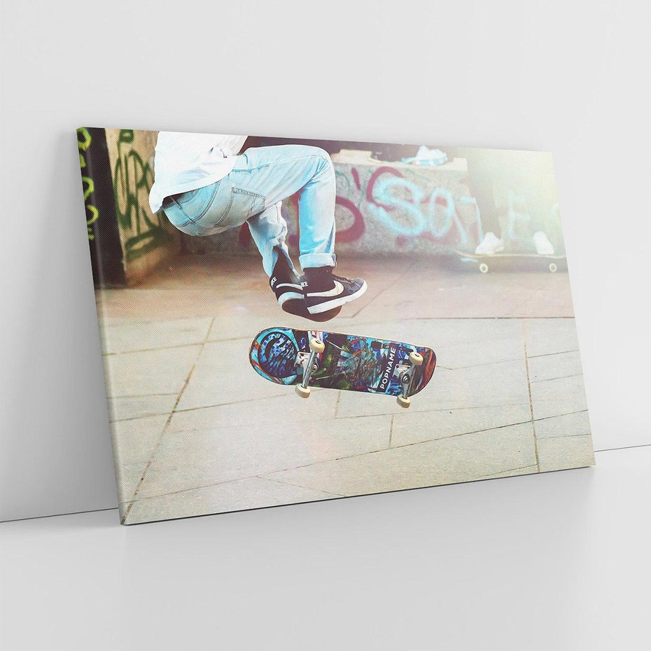 Obraz na płótnie 100x70 - Skateboardowe Rytmy na Desce - deskorolka, skateboard