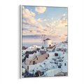 Obraz w ramie 70x100 - Biel ponad Błękitem - Santorini, białe budynki - rama biała