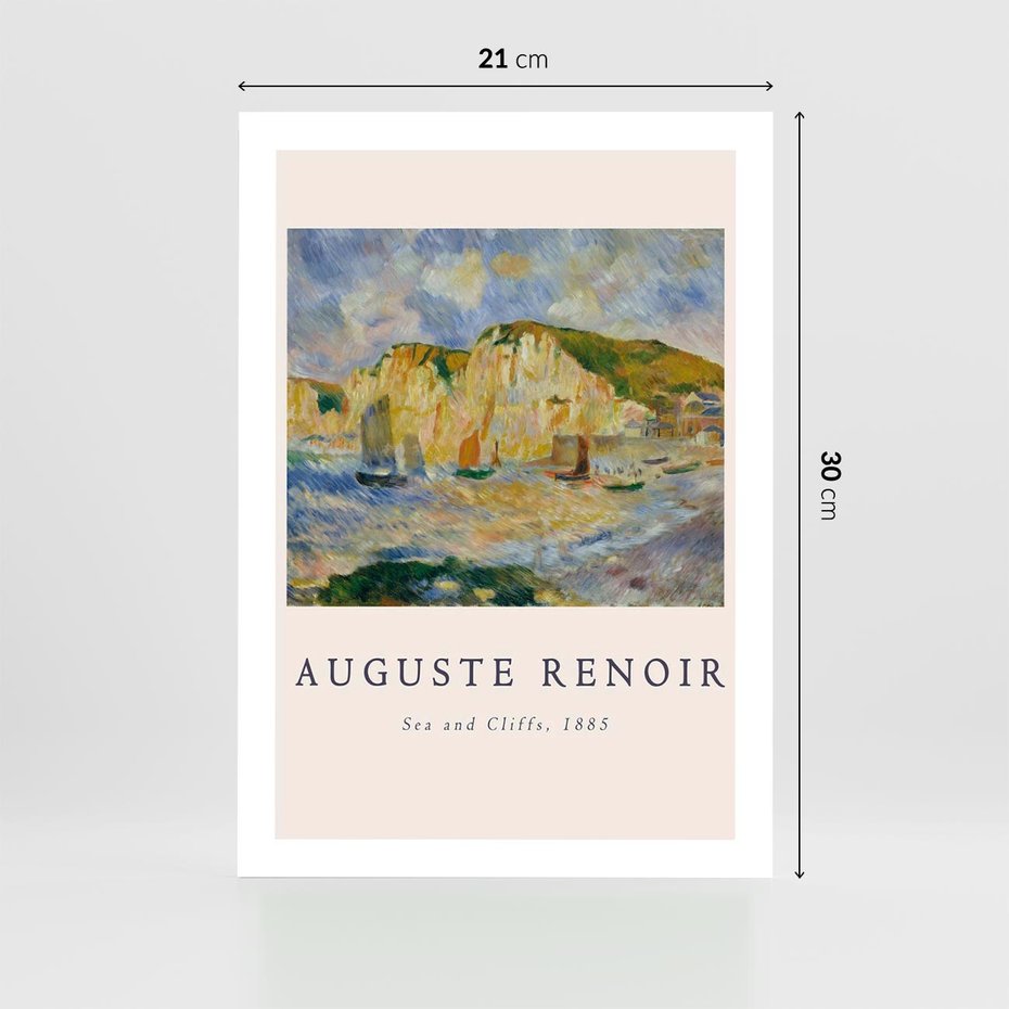 Plakat bez ramy 21x30 - Plakat z Reprodukcją A. Renoira - Auguste Renoir, Morze i klify