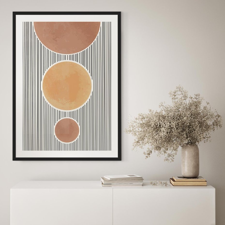 Plakat bez ramy 40x50 - Taniec Linii - abstrakcyjna nowoczesna sztuka, koła okręgi