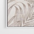 Obraz w ramie 50x50 - Odsłonięte liściowe wspomnienia - monochromatyczne, kolory sepii - rama biała