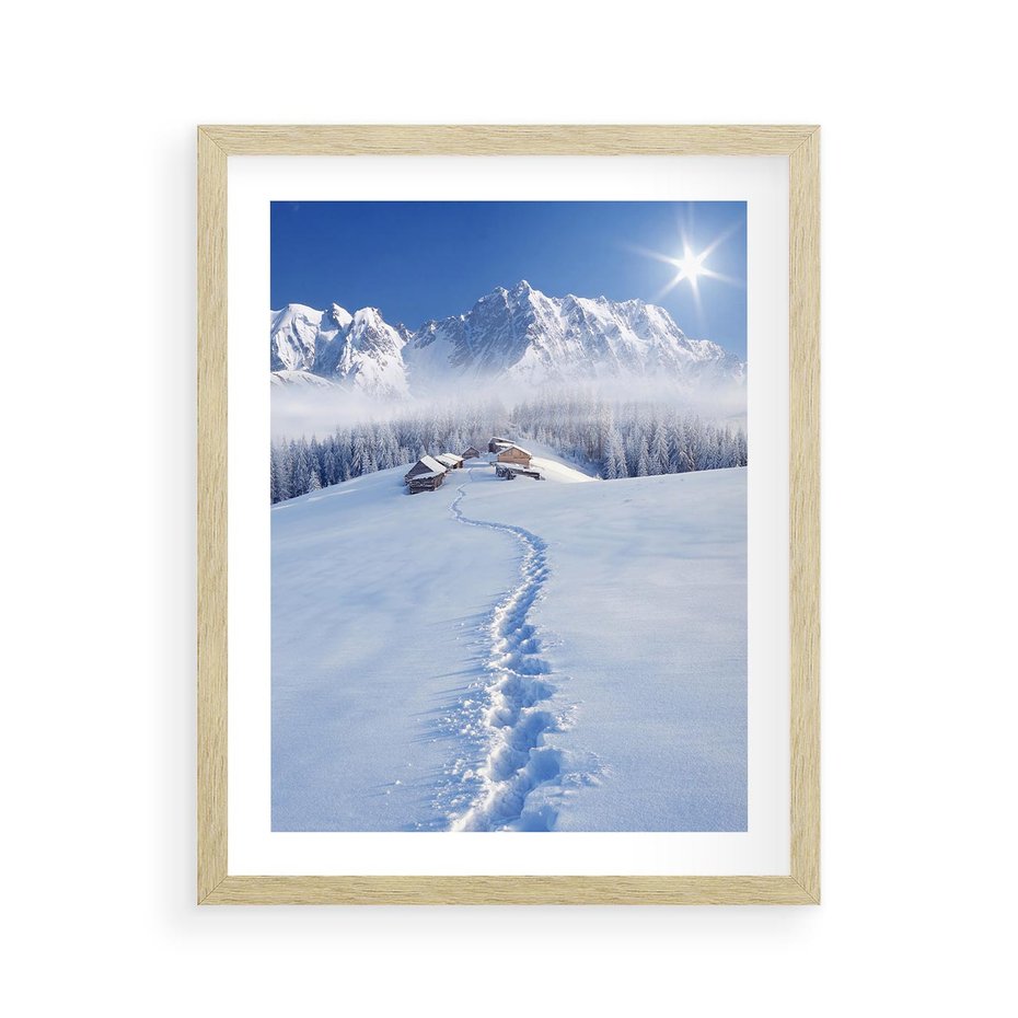 Plakat w ramie 40x50 - Magia zimowych gór - zima, góry - rama drewno