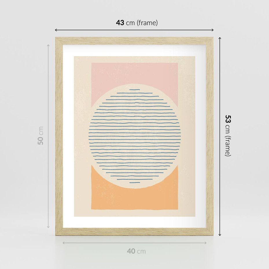 Plakat w ramie 40x50 - Rozbijająca Opowieść - geometryczne kształty, koła - rama drewno