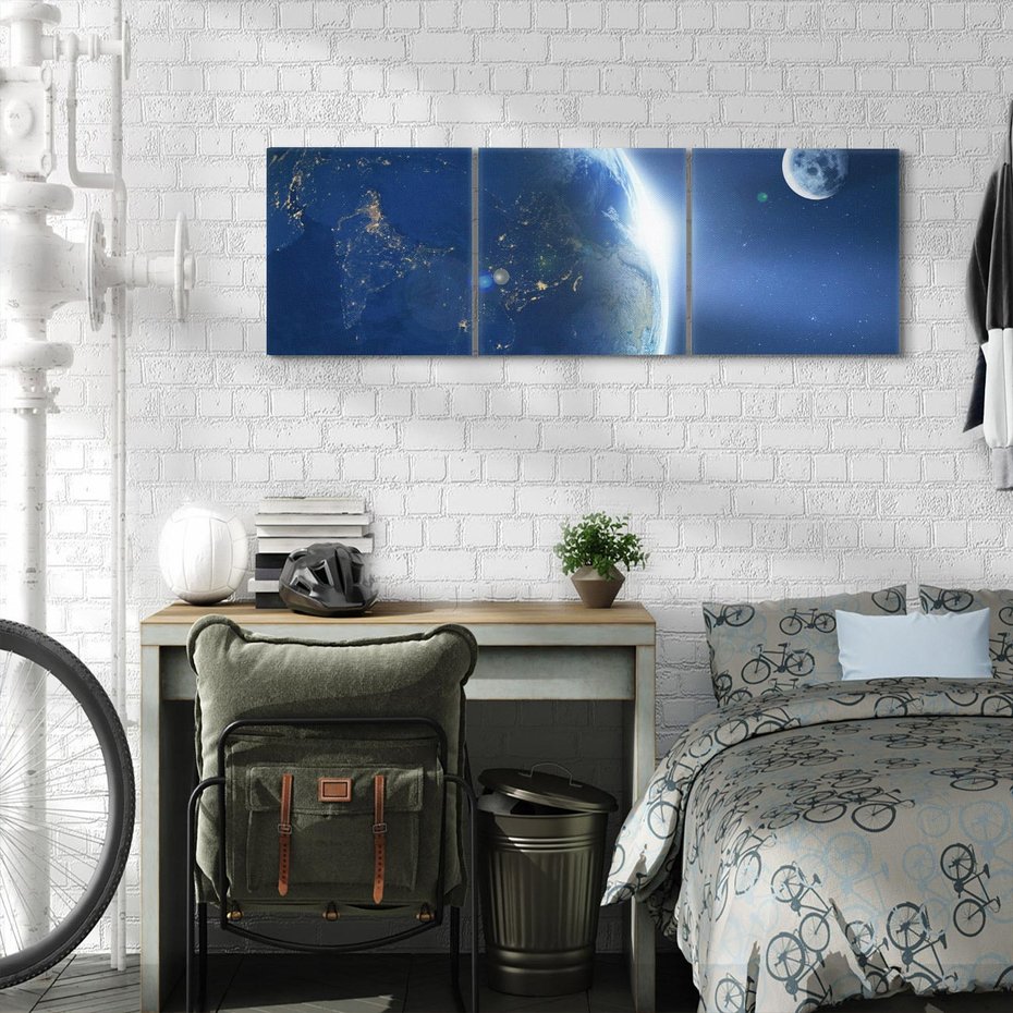 Obraz na płótnie 120x40 - Spotkanie księżyca i Ziemi - księżyc, ziemia