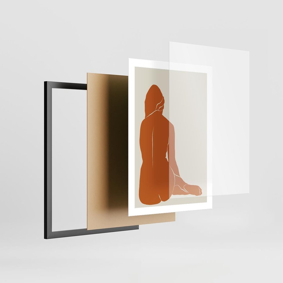 Plakat w ramie 50x70 - Kobieca Sylwetka w Stylu Modernistycznym - modernistyczny pakat, kobieca sylwetka - rama czarna