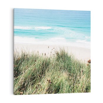 Obraz na płótnie 30x30 - Harmonia Natury - widok z wydm, wydmy porośnięte trawami