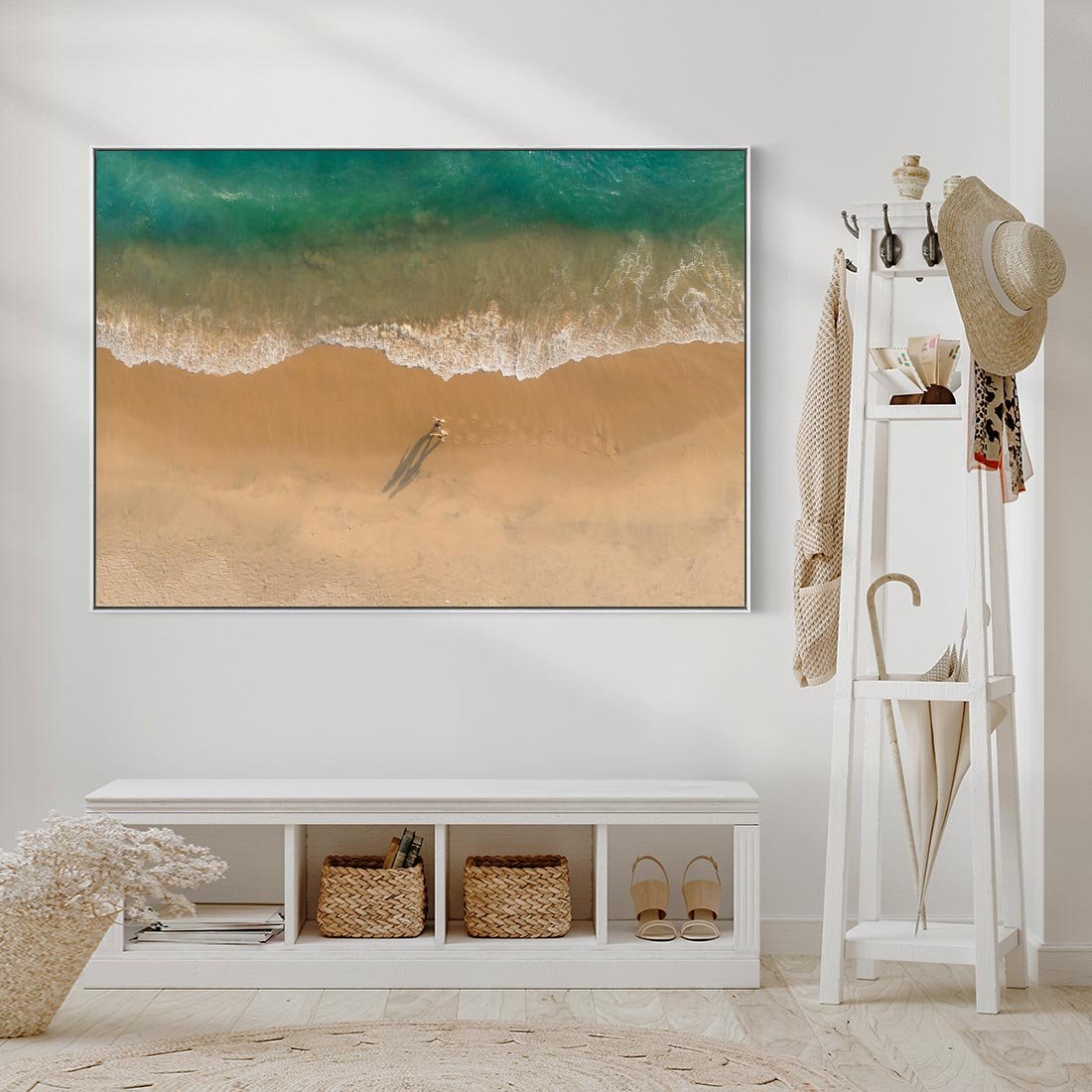Obraz w ramie 70x50 - Oaza Relaksu - plaża, morze - rama biała