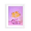 Plakat w ramie 40x50 - Minimalizm i Urok Natury - liście, pastele - rama biała