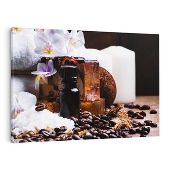 Obraz na płótnie 100x70 - Kawa i kwiaty w SPA - kawa, kwiat
