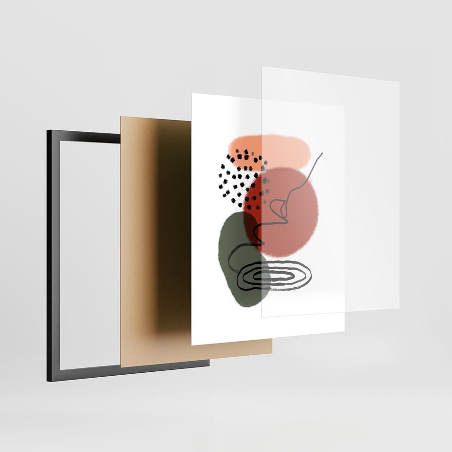 Plakat w ramie 40x50 - Boho w Brązie - abstrakcyjna sztuka, boho kształty - rama czarna