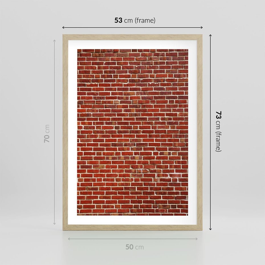 Plakat w ramie 50x70 - Mur z Cegieł - cegły, mur - rama drewno