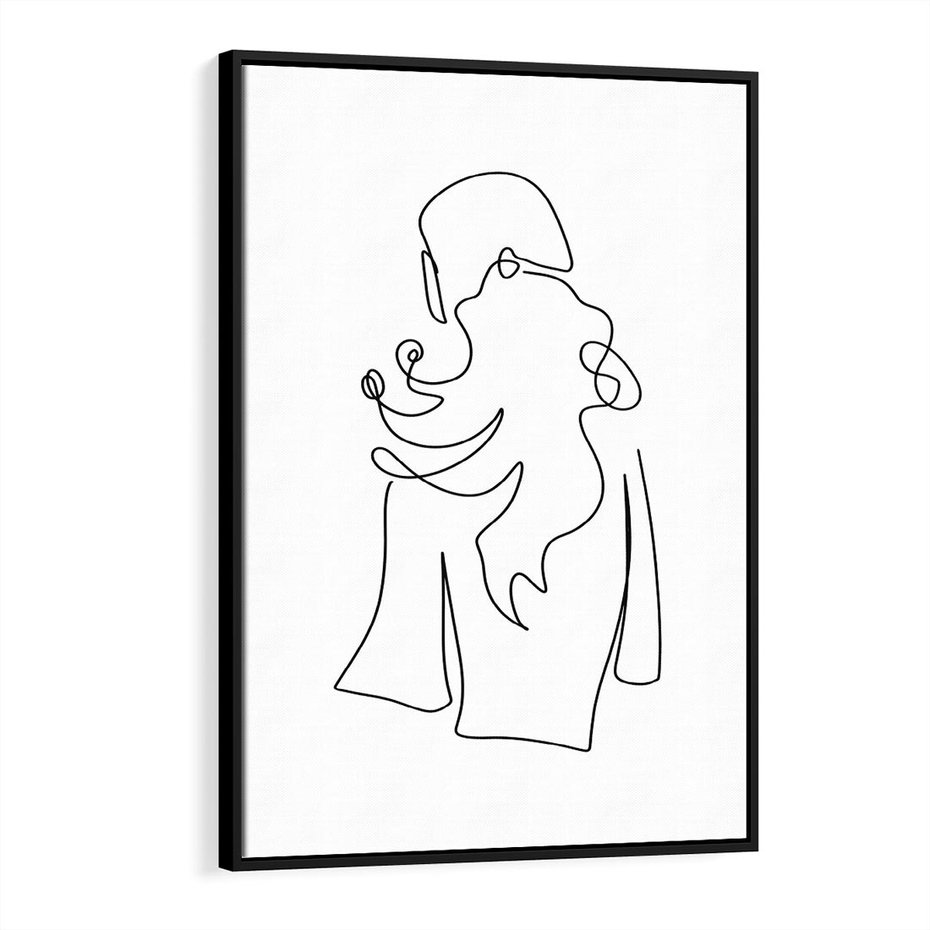 Obraz w ramie 50x70 - Zaklęte Linie - szkic kobiety, jedną linia - rama czarna