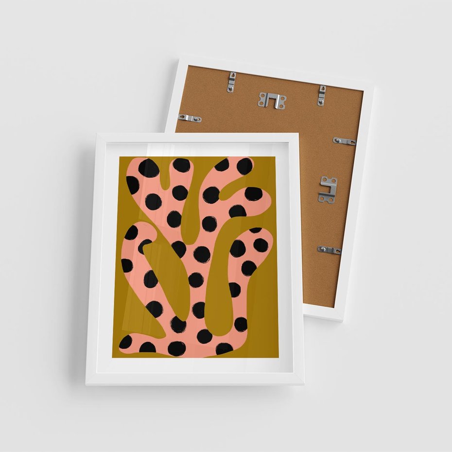 Plakat w ramie 40x50 - Rozkwitająca Wolność Boho - abstrakcyjne boho kształty, dziwne - rama biała