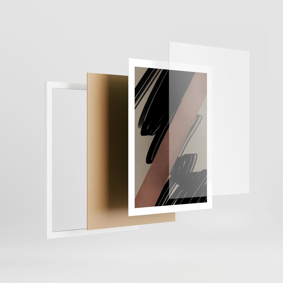 Plakat w ramie 50x70 - Mroczne Refrakcje - abstrakcja, czarne splatane linie - rama biała