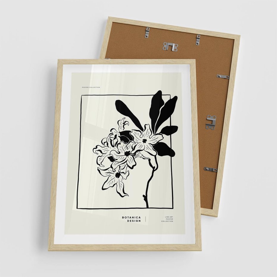 Plakat w ramie 50x70 - Kwiatowe przestrzenie - kwiat, grafika - rama drewno