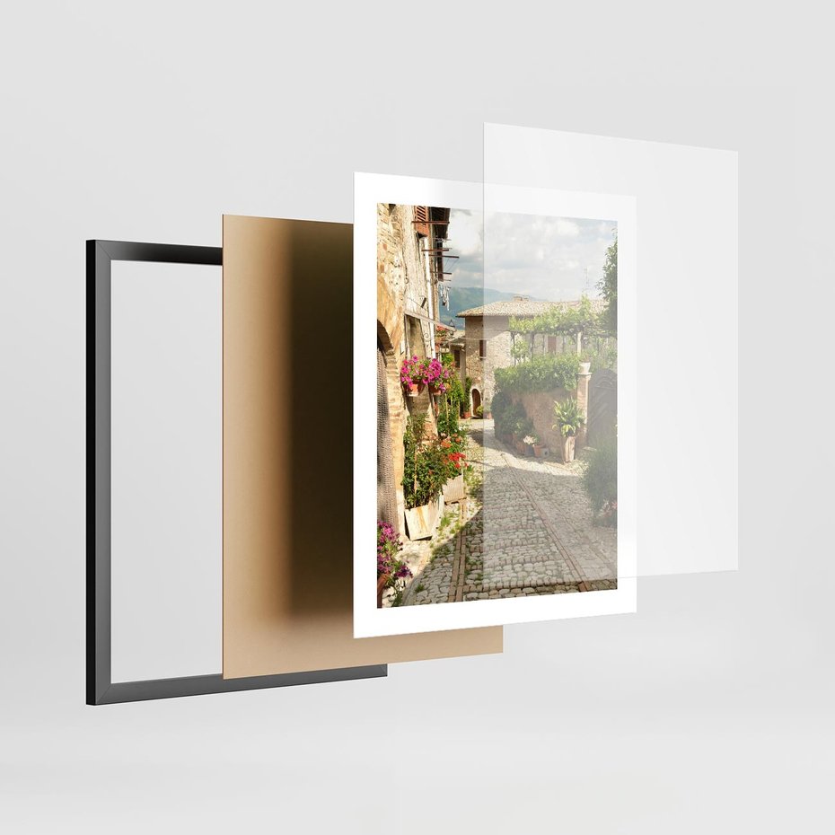 Plakat w ramie 40x50 - Włoskie Uliczki - włoska, uliczka - rama czarna