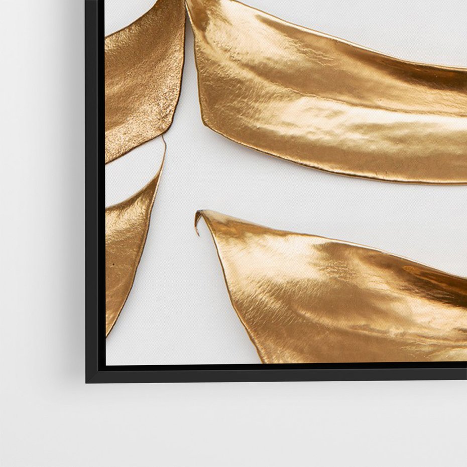 Obraz w ramie 50x70 - Siła Natury - złote, liście - rama czarna