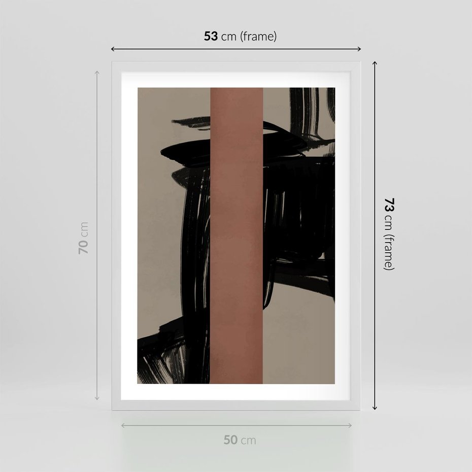 Plakat w ramie 50x70 - Niezwykłe Przeobrażenia - abstrakcja, czarne splatane linie - rama biała