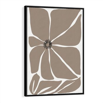Obraz w ramie 50x70 - Złudne Zmysły - abstrakcyjny kwiat, beże i brązy - rama czarna