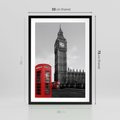 Plakat w ramie 50x70 - Budka telefoniczna przed Big Benem - budka, Londyn - rama czarna