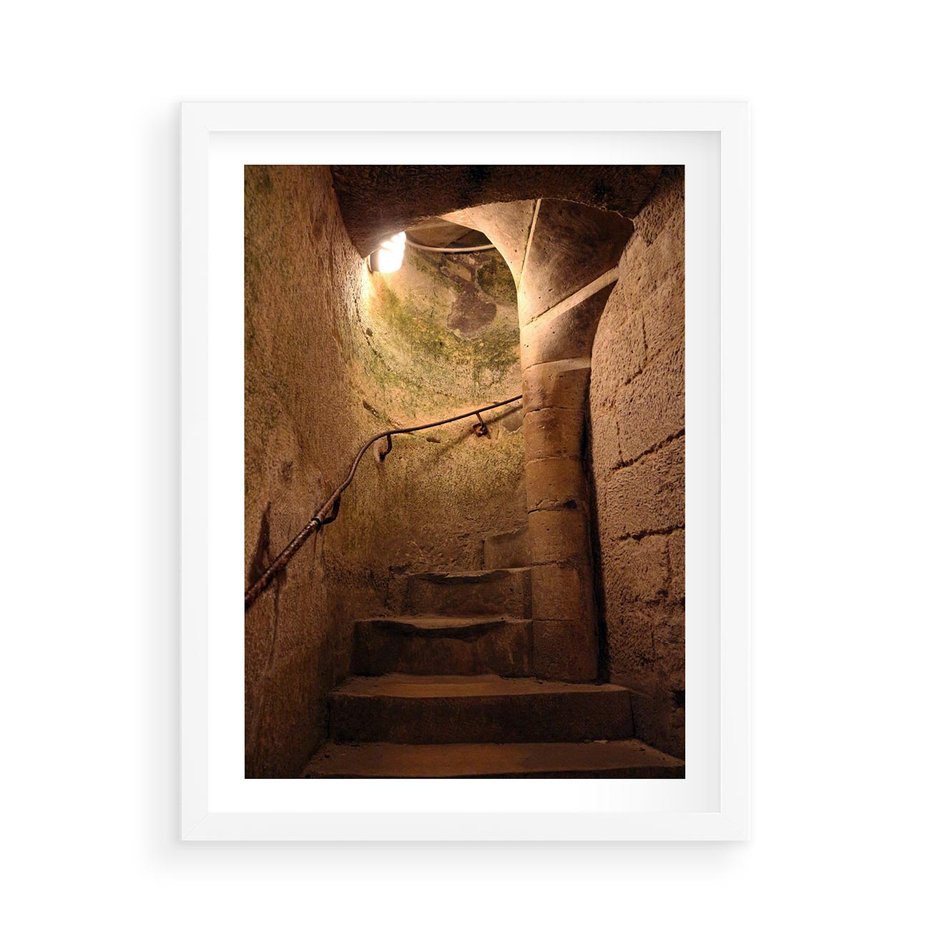 Plakat w ramie 50x70 - Perspektywa uliczki - uliczka, perspektywa - rama biała